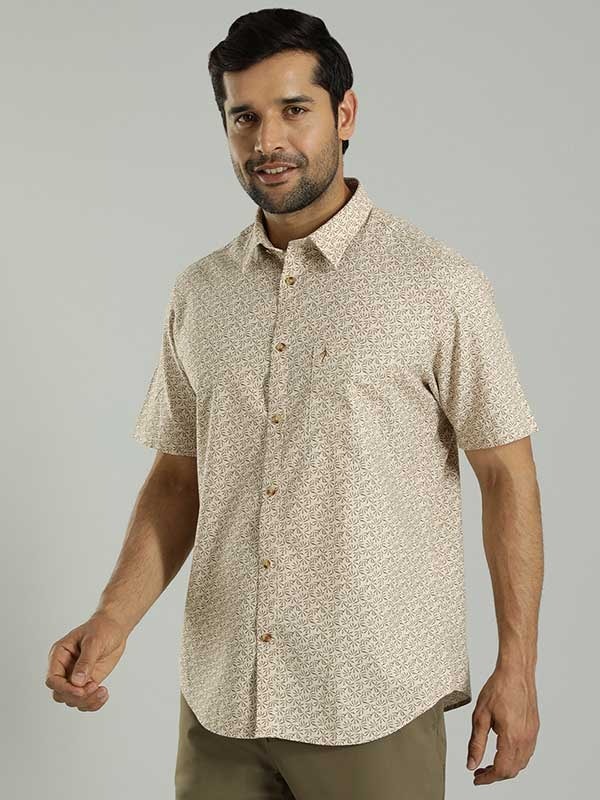 Indian Terrain Men All Over Print Beige Shirt